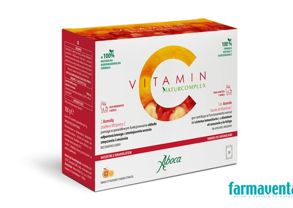 Vitamin C Naturcomplex con Acerola, fuente de Vitamina C que contribuye al funcionamiento normal del sistema inmunitario y a disminuir el cansancio y la fatiga