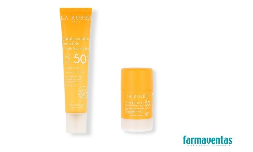 Stick Solar SPF50+ y Fluido solar invisible SPF50+ de La Rosée 