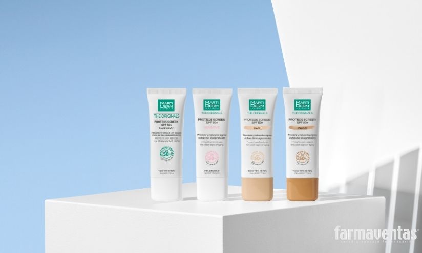 Nuevos productos Proteos Screen SPF 50+ de MartiDerm que corrigen, protegen y matifican